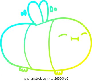 dibujo de línea de degradado frío de una abeja de dibujos animados feliz