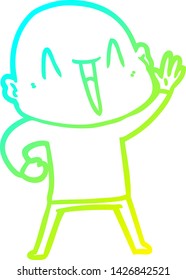 dibujo de línea de gradiente frío de un hombre calvo de dibujos animados