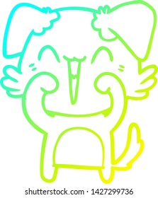 dibujo de línea de gradiente frío de un pequeño perro feliz