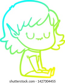 dibujo de una alegre elfo de dibujos de gradiente frío