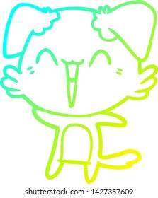 cold gradient line drawing of a happy little dog cartoon