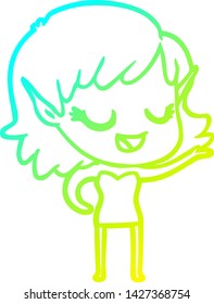 dibujo de una alegre elfo de dibujos de gradiente frío