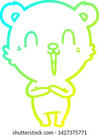 cold gradient line drawing of a happy cartoon polar bear