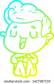 cold gradient line drawing of a happy cartoon man