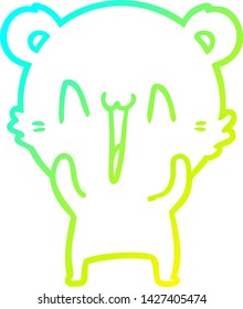 cold gradient line drawing of a happy bear cartoon