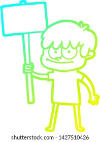 dibujo de línea de degradado frío de un hombre de caricatura feliz