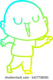 dibujo de línea de gradiente frío de un hombre calvo de dibujos animados