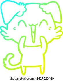 cold gradient line drawing of a happy little dog cartoon
