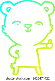 dibujo de línea de gradiente frío de un oso de dibujos animados feliz