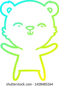 cold gradient line drawing of a happy cartoon polar bear