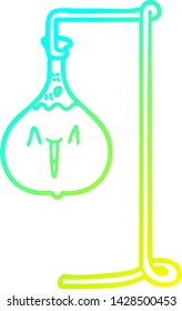 cold gradient line drawing of a happy cartoon science experiment