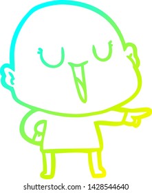 dibujo de línea de gradiente frío de un hombre calvo de dibujos animados