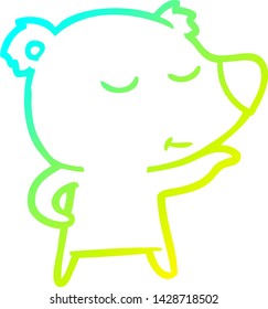cold gradient line drawing of a happy cartoon bear