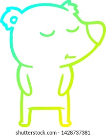 cold gradient line drawing of a happy cartoon polar bear