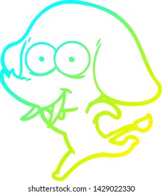dibujo de línea de gradiente frío de un elefante de dibujos animados feliz