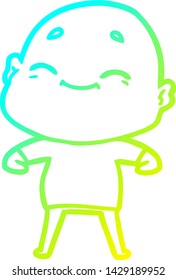 dibujo de línea de gradiente frío de un hombre calvo de dibujos animados