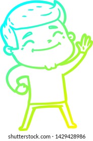 dibujo de línea de degradado frío de un hombre de caricatura feliz