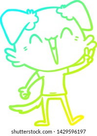 dibujo de línea de gradiente frío de un pequeño perro feliz