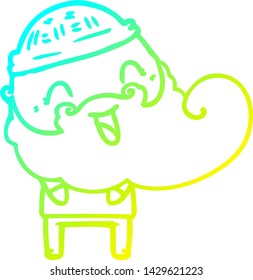 cold gradient line drawing of a happy bearded man