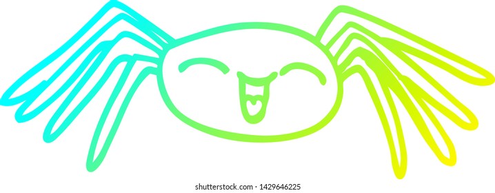 cold gradient line drawing of a happy cartoon spider
