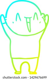 cold gradient line drawing of a happy cartoon bald man