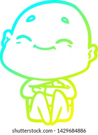 dibujo de línea de gradiente frío de un hombre calvo de dibujos animados