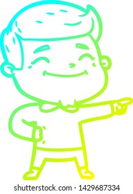 cold gradient line drawing of a happy cartoon man
