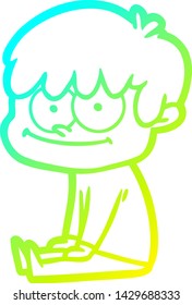 cold gradient line drawing of a happy cartoon man