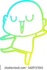 cold gradient line drawing of a happy cartoon bald man