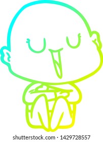 dibujo de línea de gradiente frío de un hombre calvo de dibujos animados