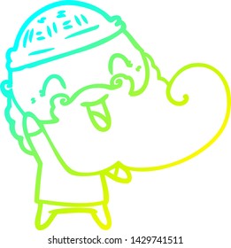 cold gradient line drawing of a happy man with beard and winter hat