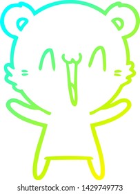 cold gradient line drawing of a happy bear cartoon