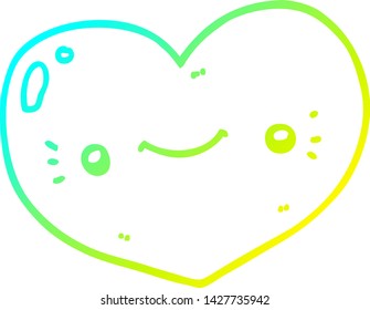 cold gradient line drawing of a heart cartoon character