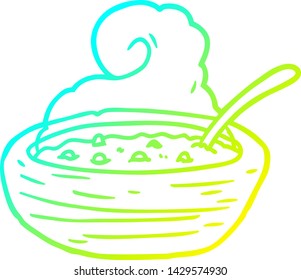 cold gradient line drawing of a hot bowl of broth