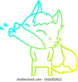 cold gradient line drawing of a howling wolf cartoon