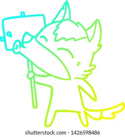 cold gradient line drawing of a howling wolf cartoon