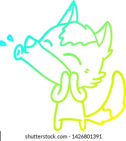 cold gradient line drawing of a howling wolf cartoon