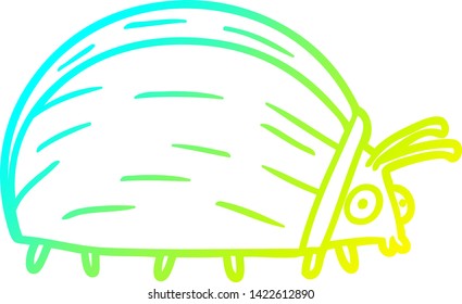 cold gradient line drawing of a huge cartoon bug