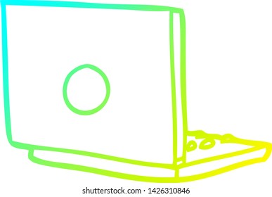 cold gradient line drawing of a laptop computer