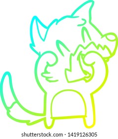 cold gradient line drawing of a laughing fox cartoon