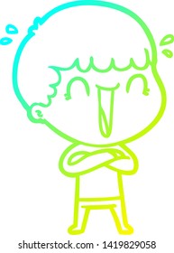 dibujo en línea de gradiente frío de un caricaturista