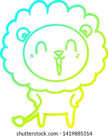 dibujo de una línea de gradiente frío de una caricatura de un león que se ríe