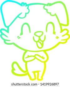 cold gradient line drawing of a laughing cartoon dog
