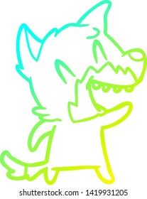 dibujo de línea de gradiente frío de una caricatura de zorro risible