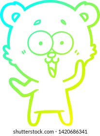 kalte Gradientenzeichnung eines lachenden Teddybären-Cartoons
