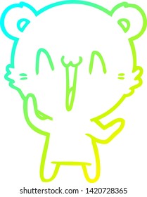 cold gradient line drawing of a laughing polar bear cartoon