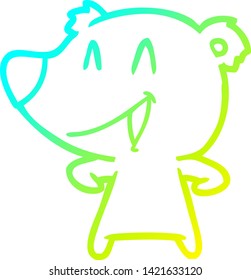 cold gradient line drawing of a laughing bear cartoon