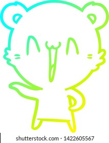 cold gradient line drawing of a laughing polar bear cartoon