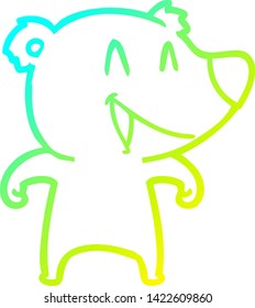 dibujo de línea de gradiente frío de una caricatura de oso riéndose