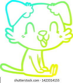 dibujo de línea de gradiente frío de un perro caricaturista